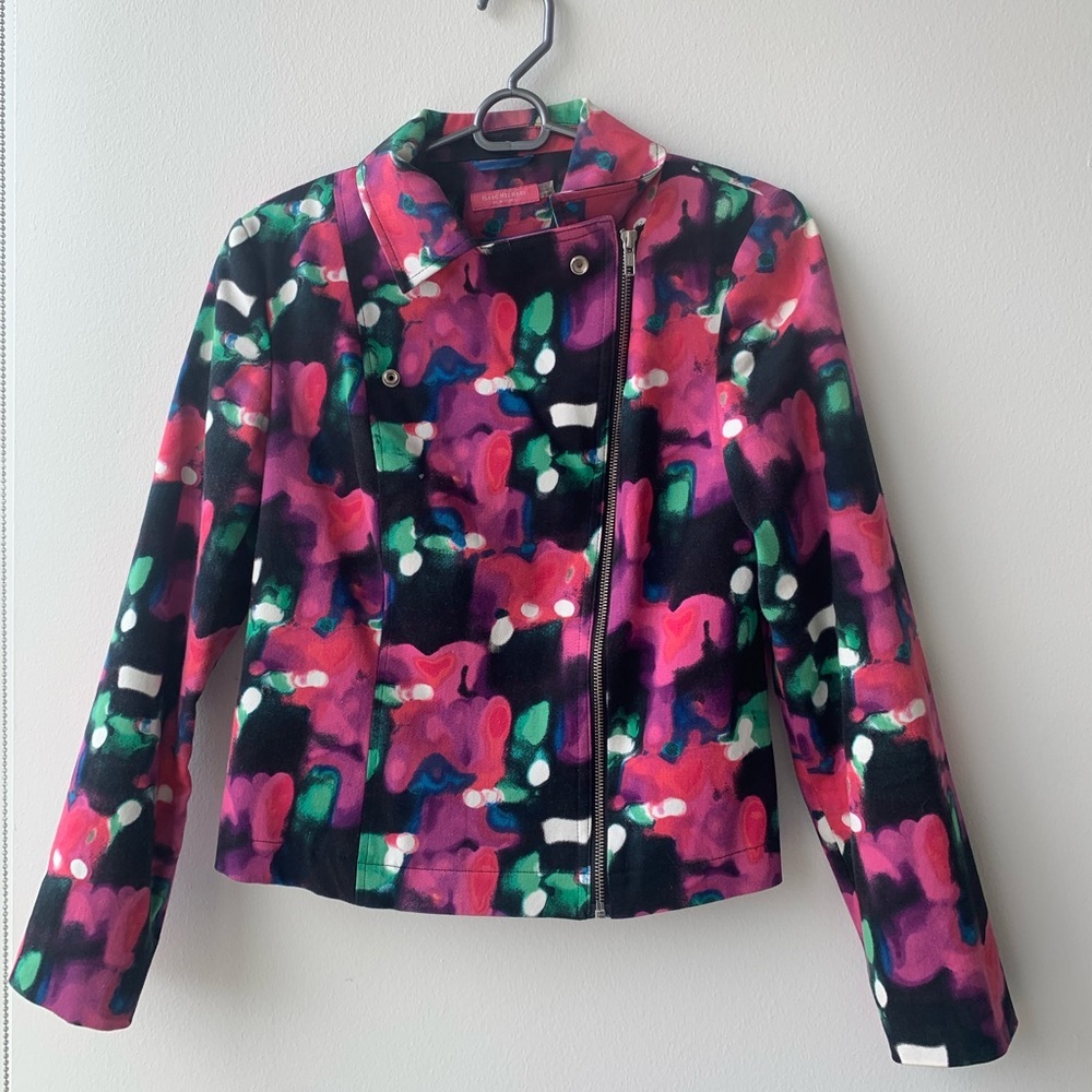 Issac Mizrahi Women’s Floral Moto Style Short Jacket Size 6 (Small) - Picture 3 of 8
